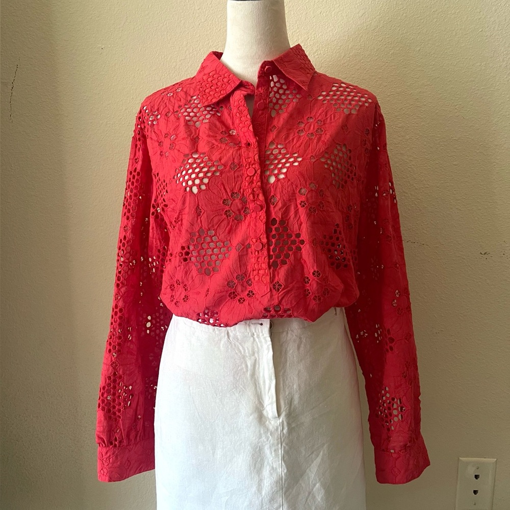 Red Lace Blouse Shirt